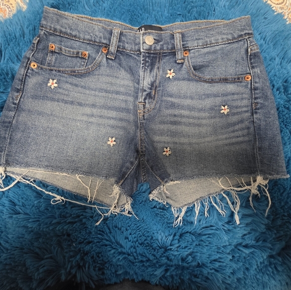 Gap Floral Embroidered Denim Womens Shorts Size 26 - Picture 4 of 9